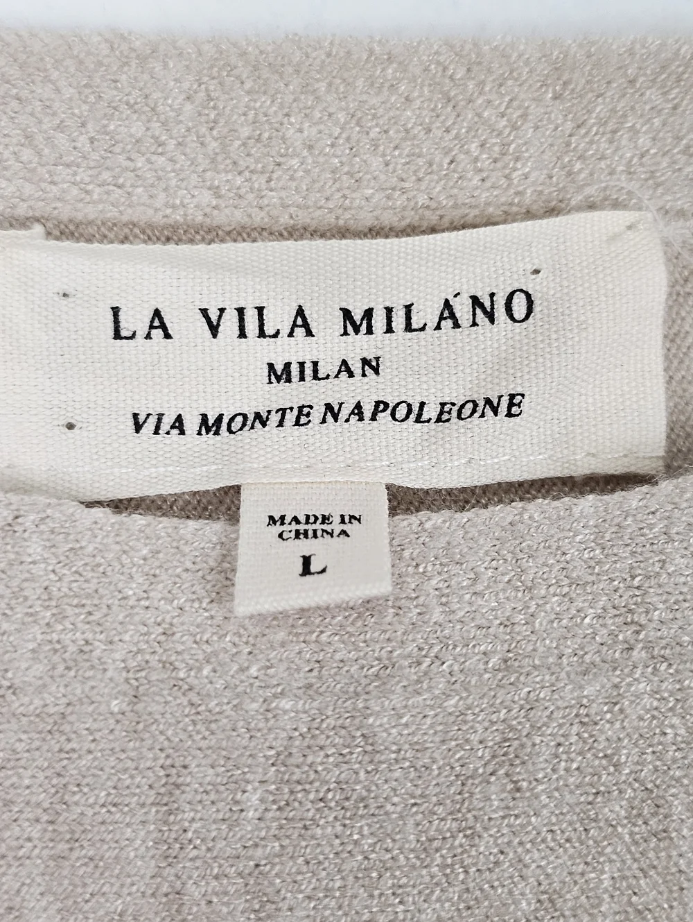 LA VILA MILANO Beige Beaded Embroidered Knit Sweater Sz L Coastal Quiet Luxury - Picture 9 of 10